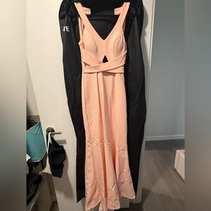 Baby pink mermaid style prom dress